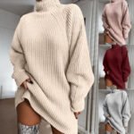 Élise | Robe-Pull Longue Col Roulé pour un Hiver Confortable et Stylé