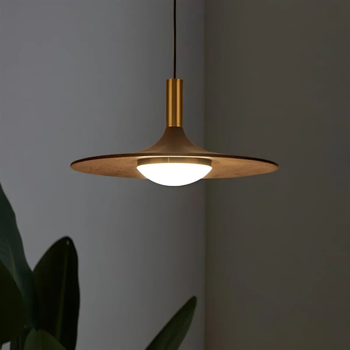 Nordic Walnut Wood Disc Pendant Light, Adjustable Cord - Image 2