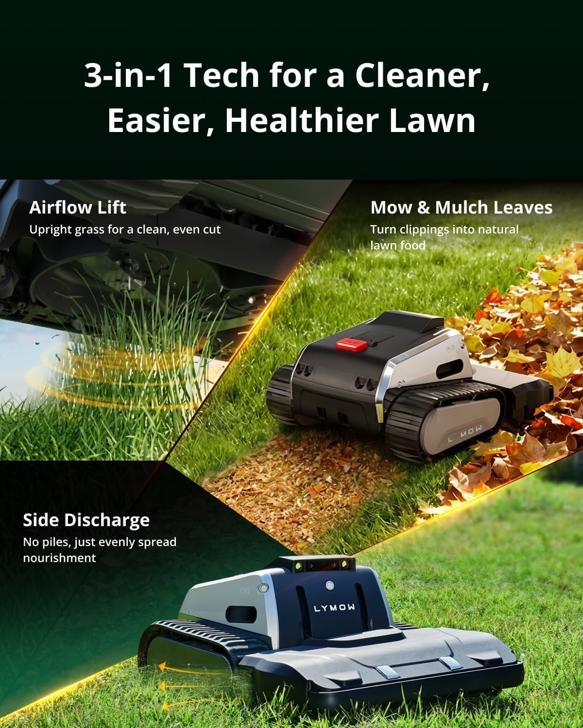 Lymow One Plus Robot Lawn Mower Wire-Free with RTK and Vision Navigation, 100% (45°) Slope Climbing, 1.1 Acres Daily Coverage, 16-Inch Dual-Blade - Image 3