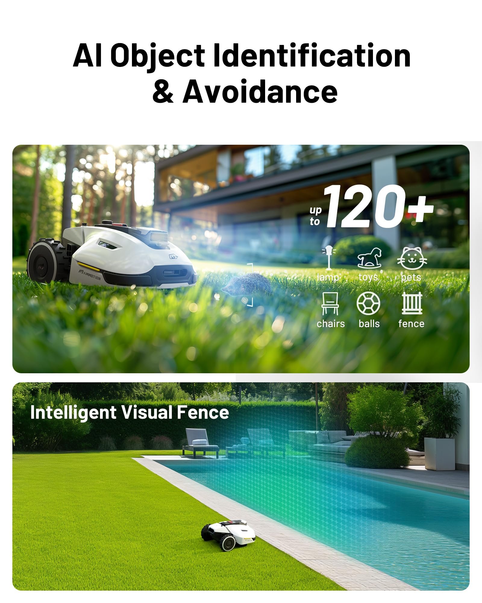 MAMMOTION YUKA 3000 Robot Lawn Mower, Perimeter Wire free,Recommended 3000 m, Max.4000 m,Equipped with Ultrasense Al vision, Handles 45% slopes - Image 4