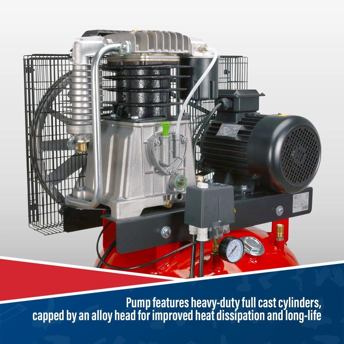 Sealey SACV52775B 270L Vertical Belt Drive Air Compressor 415V/32A - Image 7