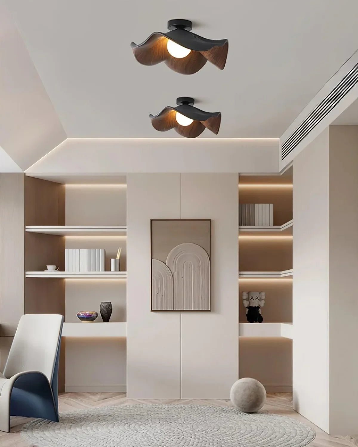 Wavy Wood Petal Ceiling Light With Globe Diffuser - Image 2
