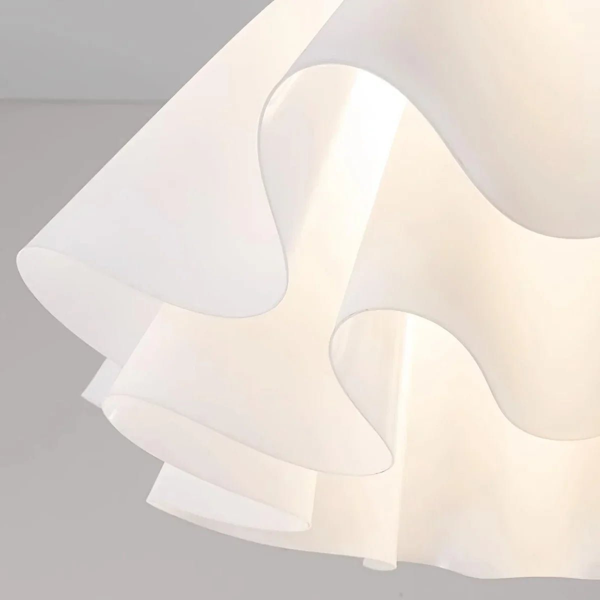 Ruffled Shade Semi Flush Mount Ceiling Light With Brass Fitting - Image 3