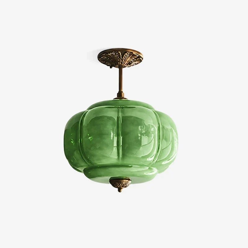 Sculpted Glass Ceiling Light With Brass Accents - Image 2