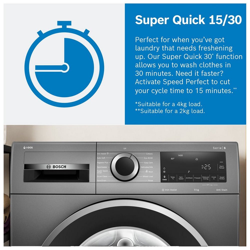 Bosch WGG244ZCGB Serie 6 9kg 1400 Spin Washing Machine Graphite - Image 10