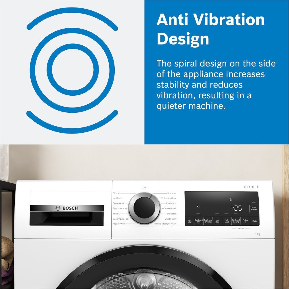 Bosch WTN83202GB Series 4 8Kg Condenser Tumble Dryer White - Image 3