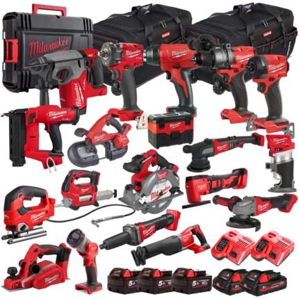 Milwaukee 18V 19 Piece Combo Kit with 5 x Batteries & Charger M18T4TKIT-4556