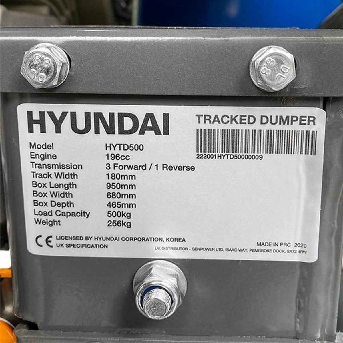 Hyundai HYTD500 196cc 500kg Petrol Tracked Mini Dumper Power Barrow Transporter - Image 10