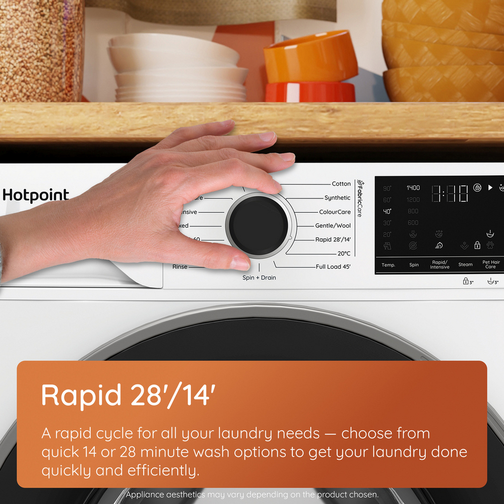 Hotpoint HBWH 93 CARE UK 9kg 1400 spin Freestanding Washing Machine White HBWH93CAREUK - Image 6