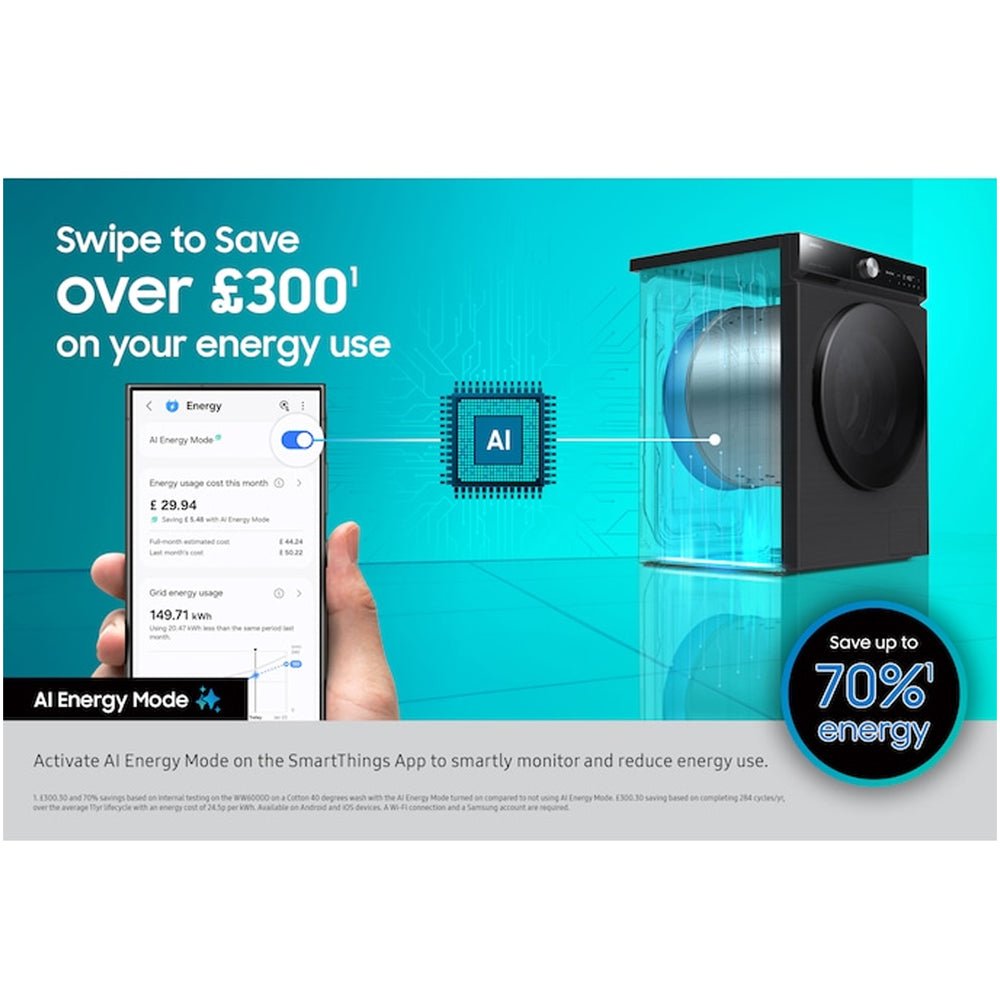 Samsung Series 9 WF90F09C4SU1 Bespoke AI Home 9kg 1400 Spin Smart Washing Machine Dark Steel - Image 7