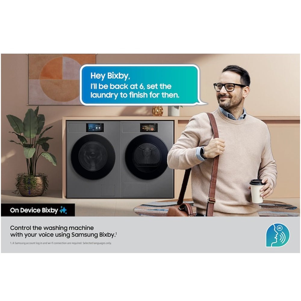 Samsung Series 9 WF90F09C4SU1 Bespoke AI Home 9kg 1400 Spin Smart Washing Machine Dark Steel - Image 2