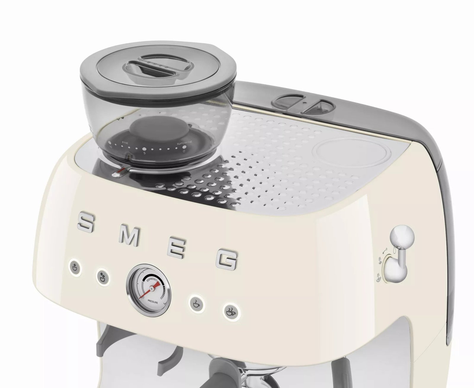 Smeg EGF03CRUK Retro Espresso Coffee Machine with Grinder in Cream - Image 5