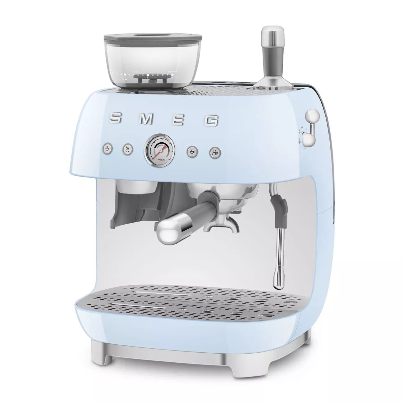 Smeg EGF03PBUK Retro Espresso Coffee Machine with Grinder in Pastel Blue - Image 2