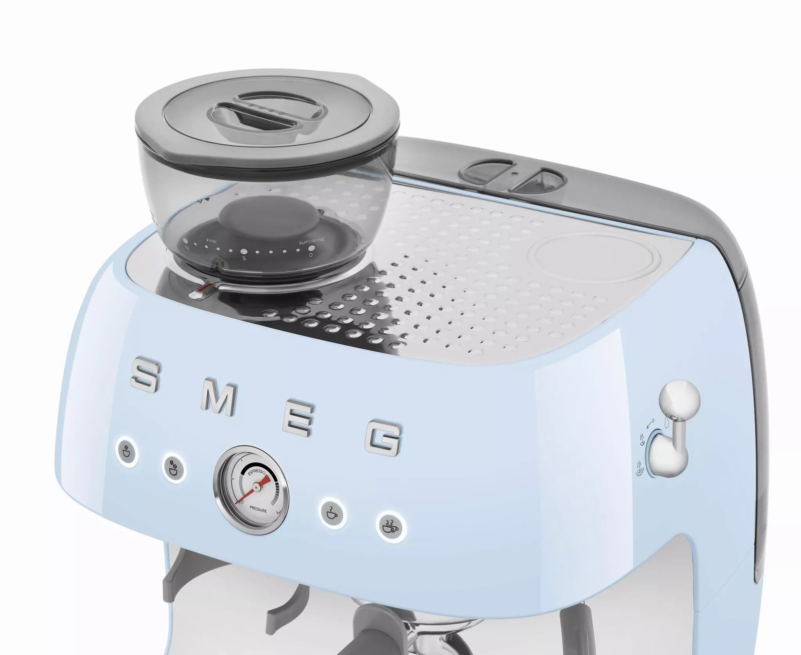 Smeg EGF03PBUK Retro Espresso Coffee Machine with Grinder in Pastel Blue - Image 5