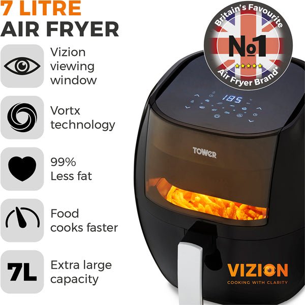 Tower T17072 Vortx Vizion 7 Litre Air Fryer With Digital Display - Image 2